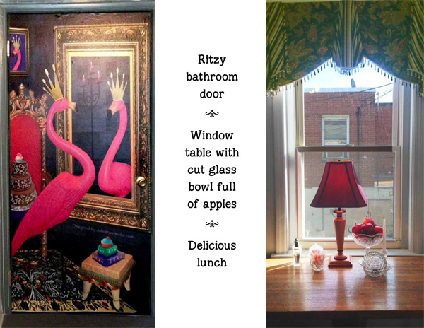 flamingo,lunch,apples,table,vacation