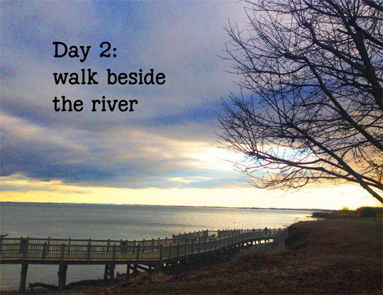 river,walking,sky,clouds
